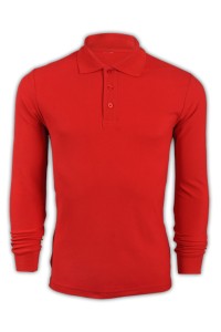 SKP203 純色 大紅色030長袖男裝Polo恤 1AD01 設計訂製DIY純色polo恤 polo恤供應商  Polo恤價格